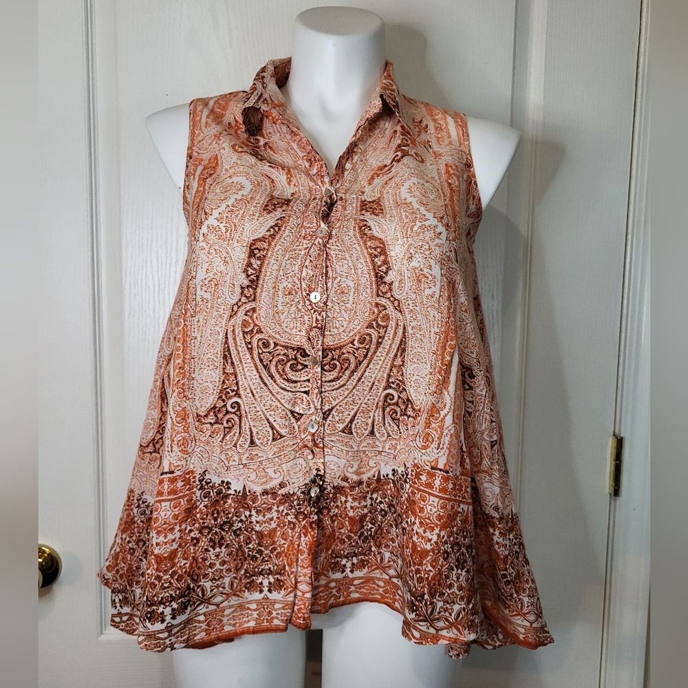 Label Ritu Kumar Orange Sleeveless Top